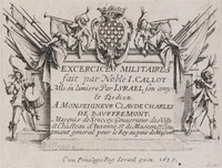 KG 10676
<br/>
Titelblad: Militaire oefeningen
<br/>
<em>Callot, Jacques (1592 - 1635)</em>